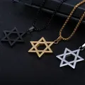 Edelstahl einfache Stern von David sechs zackigen Stern Anhänger Halskette für Männer und Frauen