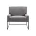 Modern Industrial Accent Chair Grey Soft Velvet Arm Chair Metal Frame Padded Seat Single Chair Livingroom Square Chair