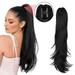 Ediodpoh Hair Extension Ponytail Long Clip Hair Extension Synthetic Wavy Straight Hairpieces Ponytail Clip in Ponytail Wig Daily Fluffy Ponytail for Women Wigs for Women Black