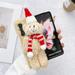 for Samsung Galaxy Z Fold 4 Plush Christmas Xmas Bear Design Case Stylish Lovely Cute Cartoon Fluffy Gift Winter Warm Furry Hybrid TPU Shockproof Slim Back Cover for Men Women.Beige