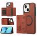 Feishell Wallet Case For iPhone 14 Plus with Card Slot Holder Detachable Magnetic Back 2 in 1 Design Compatible with Mag-Safe PU Leather Credit Slot Phone Cover For iPhone 14 Plus Winered