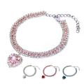 Bling Pet Dog Collar Heart Pendant Crystal Diamond Cat Puppy Jewelry Necklace