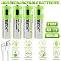 4-Pack Rechargeable AA/AAA NiMH Performance Batteries 1450/450mWh 1.2V High Capacity for Solar Lights String Lights Pathway Lights Mouse Keyboardï¼ˆOptional With Battery Charger ï¼‰