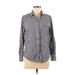 Banana Republic Factory Store Long Sleeve Button Down Shirt: Blue Checkered/Gingham Tops - Women's Size Medium