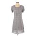 Jessica Howard Casual Dress - A-Line Scoop Neck Short sleeves: Gray Print Dresses - Women's Size 6