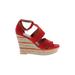 Nine West Wedges: Red Print Shoes - Women's Size 6 - Open Toe