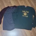 American Eagle Outfitters Shirts | 2 Mens M Long-Sleeved Shirt Lot Champion American Eagle Salem College Green Gray | Color: Gray/Green | Size: M