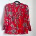 Anthropologie Tops | Anthro Leifsdottir 100% Silk Floral Pintuck Button Down Long Sleeve Blouse Sz 2 | Color: Red | Size: 2