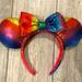 Disney Accessories | Disney Parks Rainbow Minnie Mouse Ears Headband | Color: Red | Size: Os