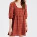 American Eagle Outfitters Dresses | American Eagle Ae Puff Sleeve Babydoll Mini Dress Large Women’s Burnt Orange | Color: Brown/Orange | Size: L