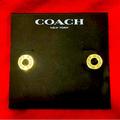 Coach Jewelry | Coach New York Signature Logo Stud Earrings Gold Button Post Donut Round Coin Cc | Color: Black/Gold | Size: Os