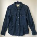 Levi's Tops | Levi's Womens Denim Western Shirt Pearl Snap Button Down Plaid Detail Size Xl | Color: Blue | Size: Xl