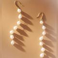 Anthropologie Jewelry | Anthropologie Freshwater Pearl Drop Earrings | Color: Gold/White | Size: Os
