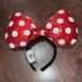 Disney Accessories | Disney Parks Minnie Mouse Headband Sequin Bling Plush Red White Black | Color: Red/White | Size: Osg