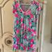 Lilly Pulitzer Dresses | Lilly Pulitzer Bright Multi Color Printed V-Neck T Shirt Dress W/ Pom Poms | Color: Green/Pink | Size: S