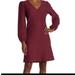 Madewell Dresses | Madewell Dress Size Small Texture & Thread Ribbed Puff Sleeve Burgundy M5342 New | Color: Red | Size: S