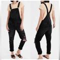 American Eagle Outfitters Jeans | American Eagle Ripped Black Jegging Denim Overalls | Color: Black | Size: 0