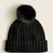 J. Crew Accessories | J. Crew Ribbed Pom-Pom Beanie Black New With Tags Nwt | Color: Black | Size: Os