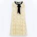 Zara Dresses | Like New Zara Midi Flowers Dress With Bow Tie | Color: Cream | Size: S