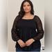 Torrid Tops | 5x Babydoll Stretch Lace Smocked Bodice Square Neck Top | Color: Black | Size: 5x