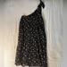 American Eagle Outfitters Dresses | Floral One Shoulder Tie Knot Ae Mini Dress Medium | Color: Black | Size: M