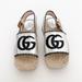 Gucci Shoes | Authentic - Pilar Embroidered Double G Logo Slingback Espadrille Sandal (Women) | Color: Silver | Size: 5.5