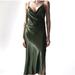 Zara Dresses | Green Satin Slip Dress | Color: Green | Size: S