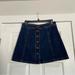 Madewell Skirts | Madewell Dark Wash Blue Denim Button Flare Mini Skirt Women's Size 6 Like New | Color: Blue | Size: 6