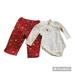 Disney Matching Sets | Disney's Visions Of Sugarplums Girls 6/9mos Nwt 2- Piece Set | Color: Cream/Red | Size: 6-9mb