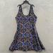 Free People Dresses | Free People Women’s Dress Size 6 Back Zip Sleeveless Blue Multicolor Geometric | Color: Blue/Brown | Size: 6