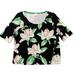 Anthropologie Tops | Anthropologie Postcard Cropped Floral Top With Zipper Navy Size Small | Color: Black/Green | Size: S