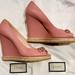 Gucci Shoes | Gucci Leather Pink Platform Wedge Sandals Shoes | Color: Pink | Size: 7.5