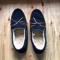 J. Crew Shoes | J. Crew Navy Suede Classic Moccasin Slippers Men’s 12 | Color: Blue/Brown | Size: 12