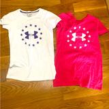 Under Armour Tops | 2 Womens Under Armour T Shirts Xs | Color: Pink/White | Size: Xs