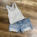 American Eagle Outfitters Shorts | American Eagle Sparkly Jean Shorts & Matching Sparkly Tank Top | Color: Silver/Tan | Size: 6