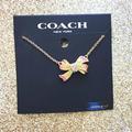 Coach Jewelry | Coach Rainbow & Gold Bow Necklace | Color: Gold/Pink | Size: 16 In -18in