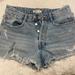 Zara Shorts | Distressed Zara Denim Jean Shorts With Button Fly | Color: Blue | Size: 4