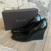 Gucci Shoes | Gucci Black Patent Leather Wedge Round Toe Pumps Size 40 | Color: Black | Size: 10