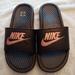 Nike Shoes | Nike Mens Black And Pink Plastic Upper Leather Slide Sandals Size 7 | Color: Black | Size: 7