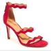 J. Crew Shoes | J Crew Three Strap Scalloped Suede Heel | Color: Red | Size: 12
