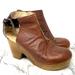 Free People Shoes | Free People Amber Orchard Clogs 9/39 Brown Platform Wood Heel Chunky Bohemian | Color: Brown | Size: 9