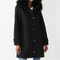 Nine West Jackets & Coats | Nine West Faux-Fur Duffel Coat With Hood Xxl | Color: Black | Size: Xxl