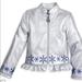 Disney Jackets & Coats | Disney Frozen Faux Leather Silver Metallic Jacket Rhinestone Embe | Color: Silver | Size: 10g