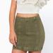 Free People Skirts | Free People Modern Femme Olive Green Denim Mini Skirt | Color: Green | Size: 8