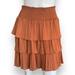 Anthropologie Skirts | Anthropologie Bronze Micro Pleat Ruffle Mini Skirt. Women’s Size Medium | Color: Red | Size: M