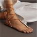 Anthropologie Shoes | Anthropologie Tie-Up Thong Sandals White | Color: Tan/White | Size: 39 Eu