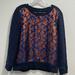 J. Crew Sweaters | J.Crew Sweater Womens Navy Blue Floral 100% Cotton Raglan Sleeve Pullover Sz Med | Color: Blue | Size: M