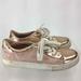 Michael Kors Shoes | Michael Kors Designer Mk Monogram Pink Gold Lace-Up Sneakers Tennis Shoes 4 | Color: Gold/Pink | Size: 4