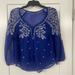 American Eagle Outfitters Tops | American Eagle Sheer Embroidered Blouse | Color: Blue/White | Size: S