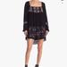 Free People Dresses | Free People Rhiannon Embroidered Mini Dress In Black Size Xs | Color: Black/Purple | Size: S